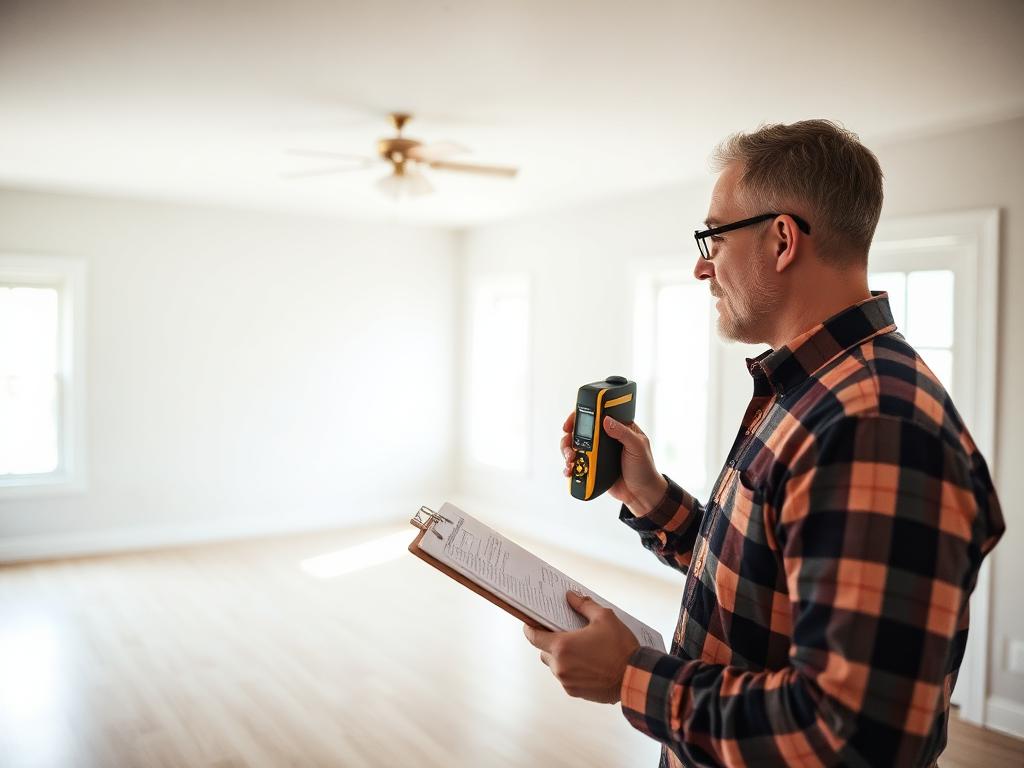 Valuador midiendo el interior de una vivienda